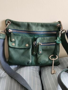 FOSSIL Turquoise Leather Crossbody bag